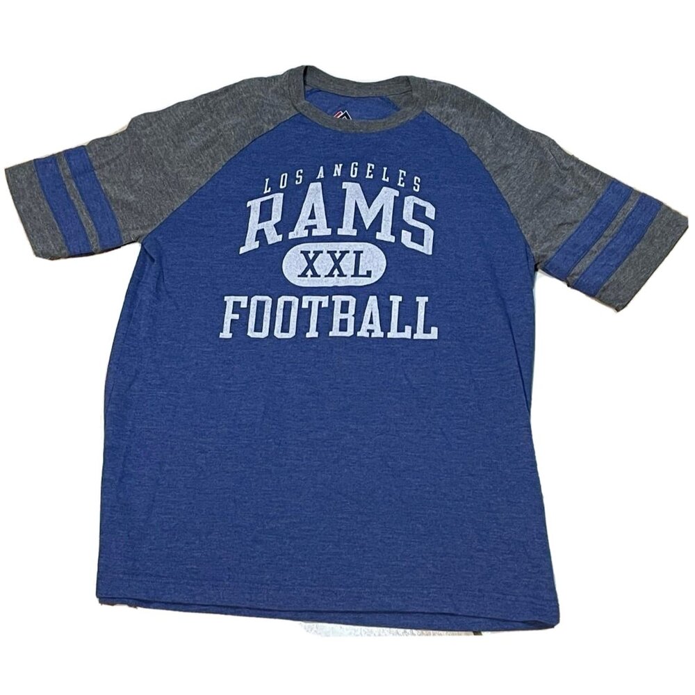 NFL Los Angeles Rams Football shirt mens medium short sleeve Majestic blue